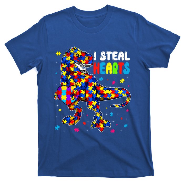 I Steal Hearts Trex Dinosaur Autism Awareness Cute Gift T-Shirt