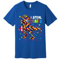 I Steal Hearts Trex Dinosaur Autism Awareness Cute Gift Premium T-Shirt