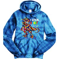 I Steal Hearts Trex Dinosaur Autism Awareness Cute Gift Tie Dye Hoodie