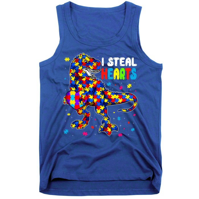 I Steal Hearts Trex Dinosaur Autism Awareness Cute Gift Tank Top