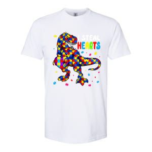 I Steal Hearts Trex Dinosaur Autism Awareness Cute Gift Softstyle CVC T-Shirt