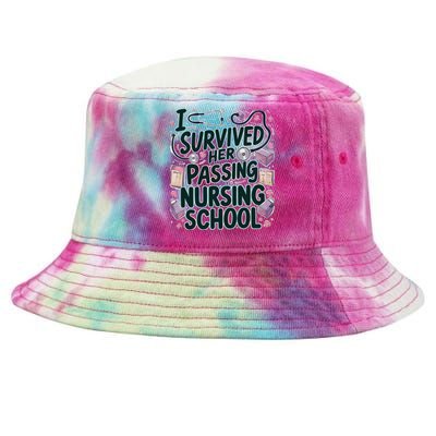 I Survived Her Passing Nursing School Funny Graduation Nurse Tie-Dyed Bucket Hat