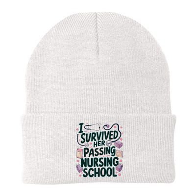 I Survived Her Passing Nursing School Funny Graduation Nurse Knit Cap Winter Beanie