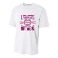 If She's Holding A Wrench Either Marry Her Or Run Youth Performance Sprint T-Shirt