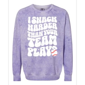 I Snack Harder Than Your Team Plays Baseball Funny Softball Colorblast Crewneck Sweatshirt