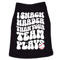 I Snack Harder Than Your Team Plays Baseball Funny Softball Doggie Tank