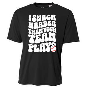 I Snack Harder Than Your Team Plays Baseball Funny Softball Cooling Performance Crew T-Shirt