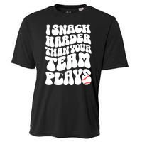 I Snack Harder Than Your Team Plays Baseball Funny Softball Cooling Performance Crew T-Shirt