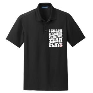 I Snack Harder Than Your Team Plays Baseball Funny Softball Dry Zone Grid Polo