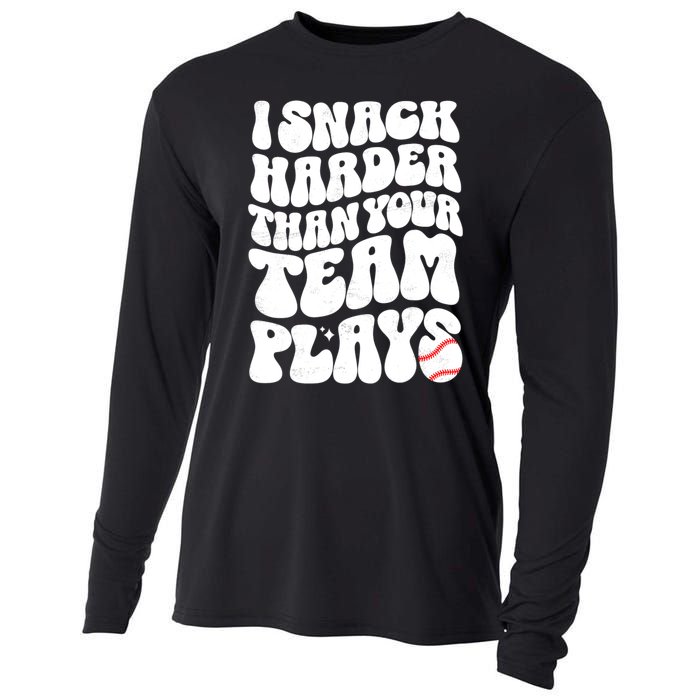 I Snack Harder Than Your Team Plays Baseball Funny Softball Cooling Performance Long Sleeve Crew