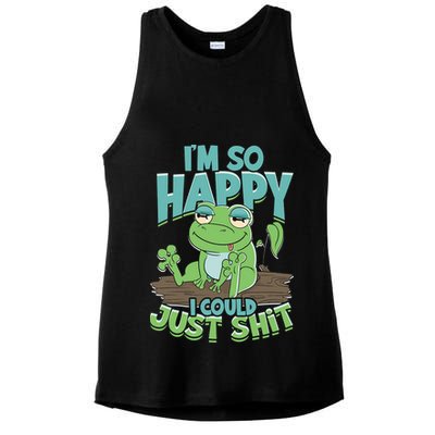 I'm So Happy I Could Just Shit Funny Frog Ladies PosiCharge Tri-Blend Wicking Tank