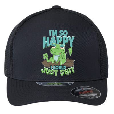 I'm So Happy I Could Just Shit Funny Frog Flexfit Unipanel Trucker Cap