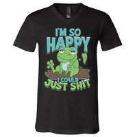 I'm So Happy I Could Just Shit Funny Frog V-Neck T-Shirt
