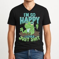 I'm So Happy I Could Just Shit Funny Frog V-Neck T-Shirt