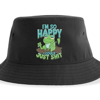 I'm So Happy I Could Just Shit Funny Frog Sustainable Bucket Hat