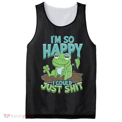 I'm So Happy I Could Just Shit Funny Frog Mesh Reversible Basketball Jersey Tank