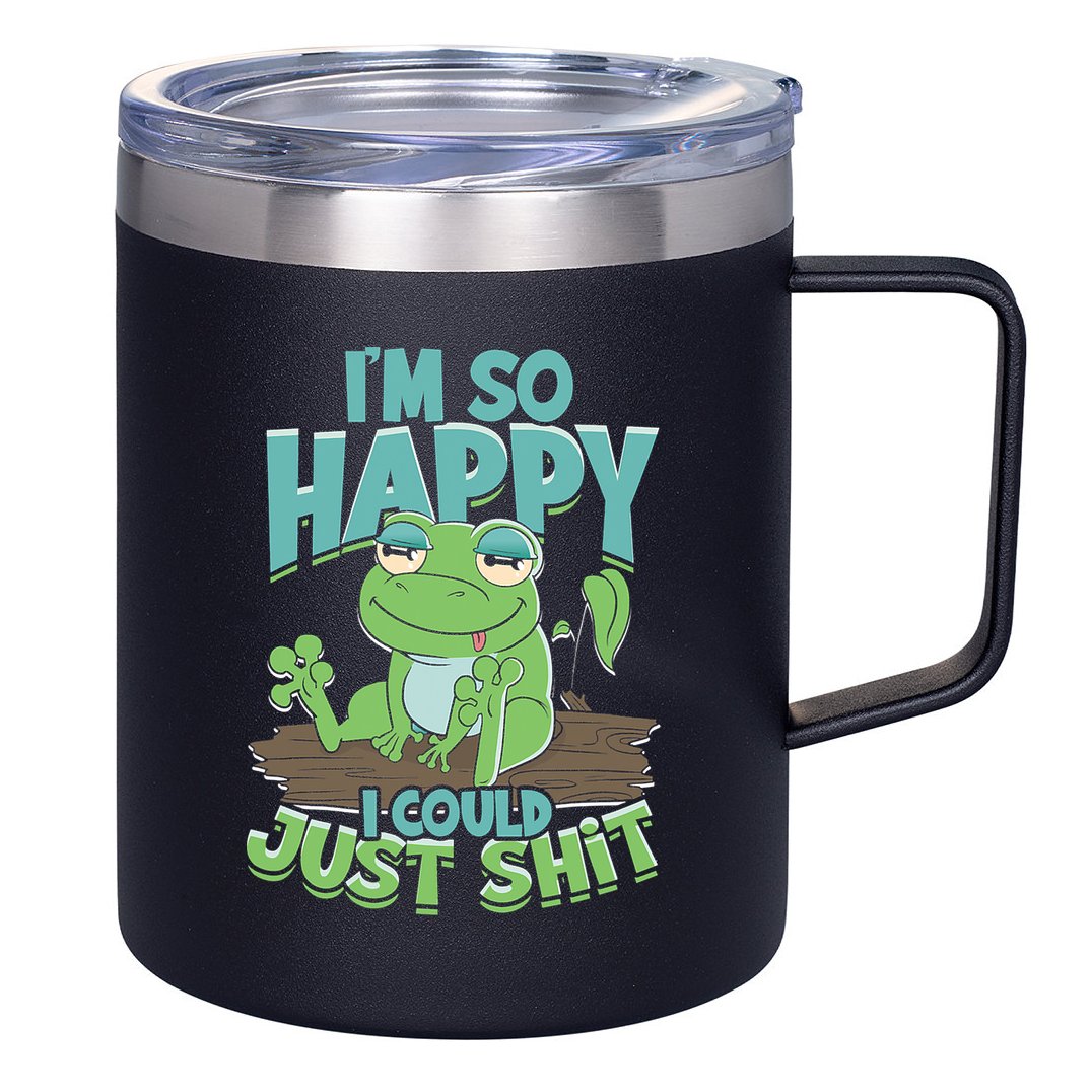 I'm So Happy I Could Just Shit Funny Frog 12oz Stainless Steel Coffee Mug