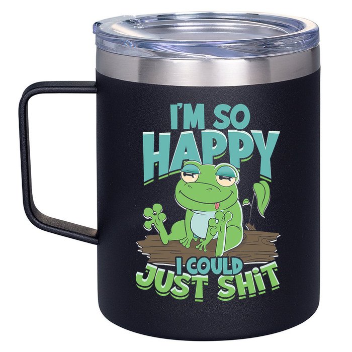 I'm So Happy I Could Just Shit Funny Frog 12oz Stainless Steel Coffee Mug