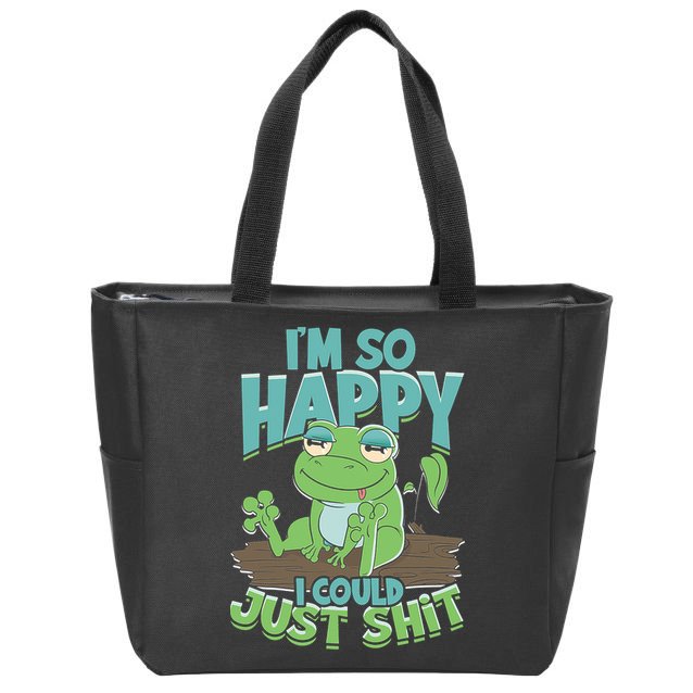 I'm So Happy I Could Just Shit Funny Frog Zip Tote Bag