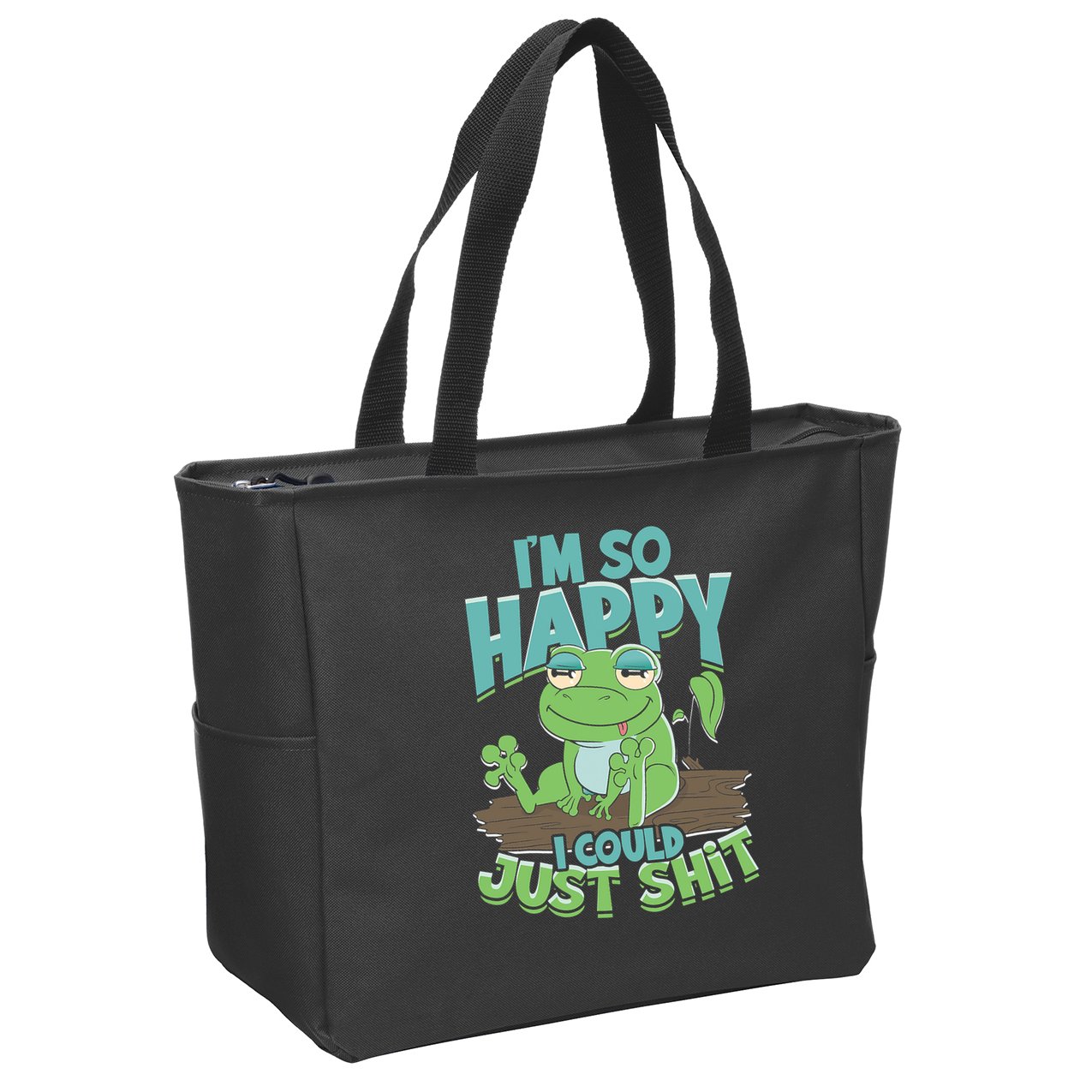 I'm So Happy I Could Just Shit Funny Frog Zip Tote Bag