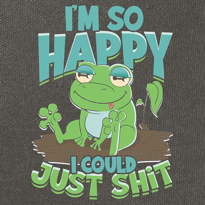 I'm So Happy I Could Just Shit Funny Frog Cotton Canvas Backpack