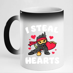 I Steal Hearts Ninja Valentines Day 11oz Black Color Changing Mug