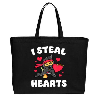 I Steal Hearts Ninja Valentines Day Cotton Canvas Jumbo Tote