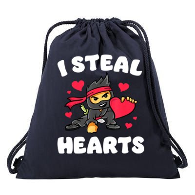 I Steal Hearts Ninja Valentines Day Drawstring Bag