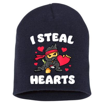 I Steal Hearts Ninja Valentines Day Short Acrylic Beanie