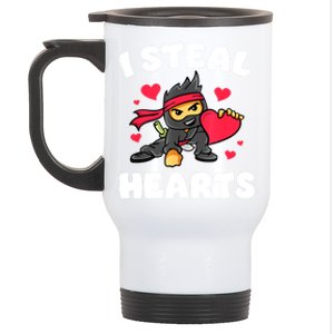 I Steal Hearts Ninja Valentines Day Stainless Steel Travel Mug