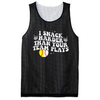 I Snack Harder Than Your Yeam Plays Baseball Funny Softball Mesh Reversible Basketball Jersey Tank