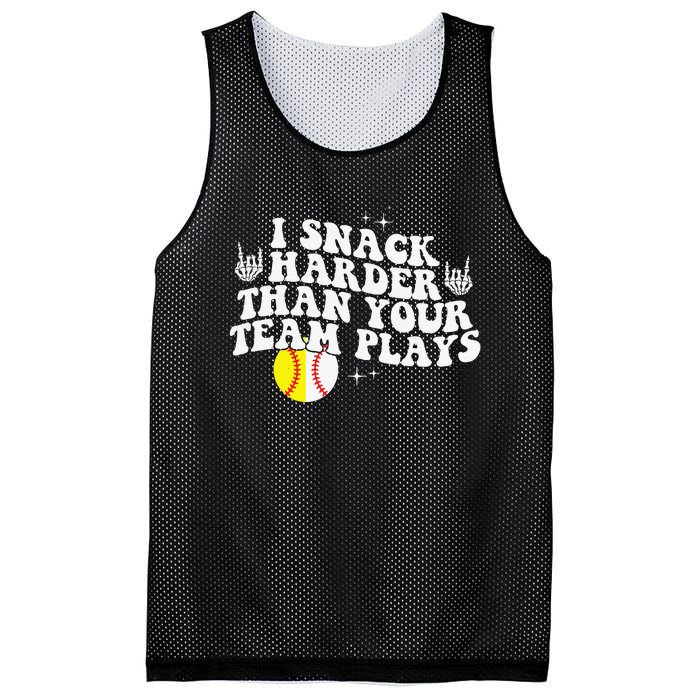 I Snack Harder Than Your Yeam Plays Baseball Funny Softball Mesh Reversible Basketball Jersey Tank