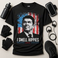 I Smell Hippies Retro American Flag Patriotic 4th Of July Cooling Performance Crew T-Shirt