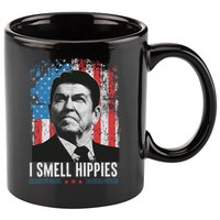 I Smell Hippies Retro American Flag Patriotic 4th Of July 11oz C Handle Ceramic Mug