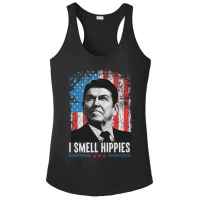 I Smell Hippies Retro American Flag Patriotic 4th Of July Ladies PosiCharge Competitor Racerback Tank