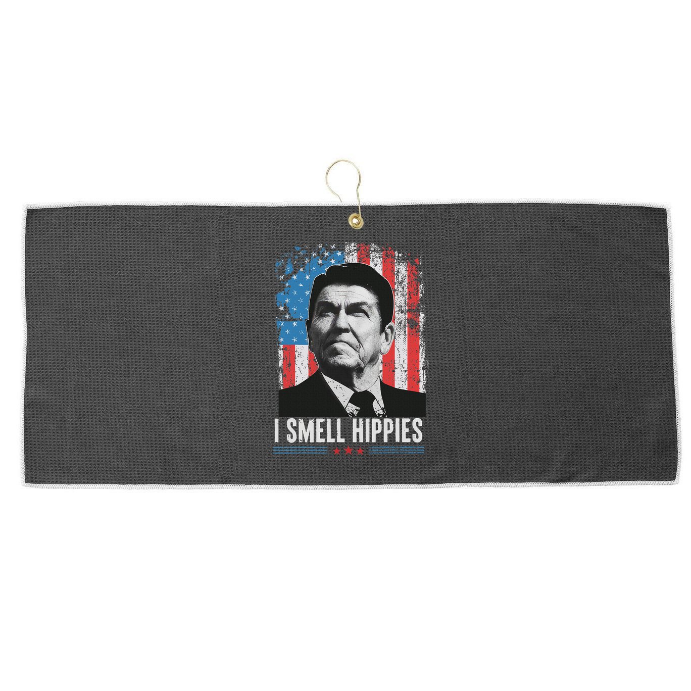 I Smell Hippies Retro American Flag Patriotic 4th Of July Large Microfiber Waffle Golf Towel