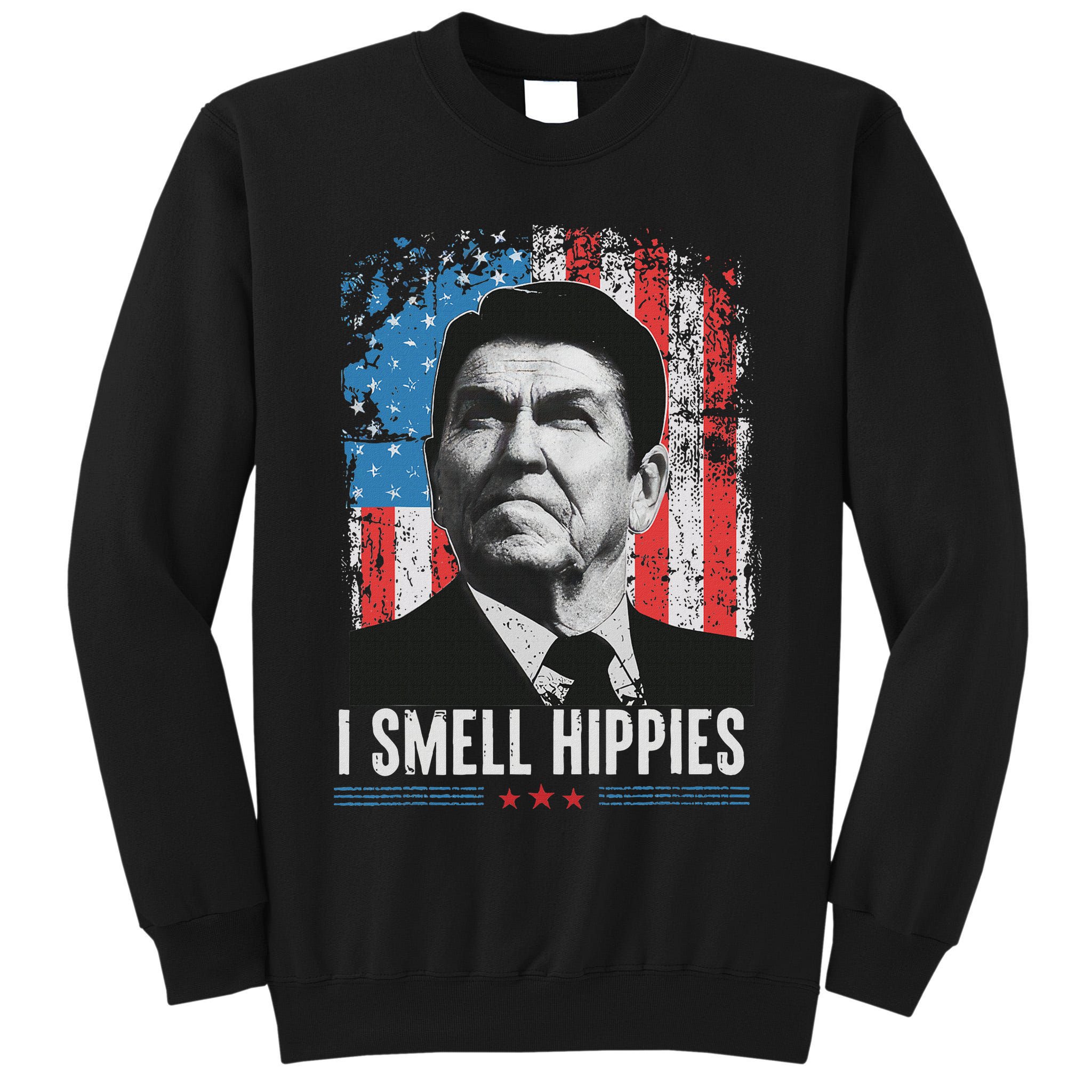 I Smell Hippies Retro American Flag Patriotic 4th Of July Tall Sweatshirt