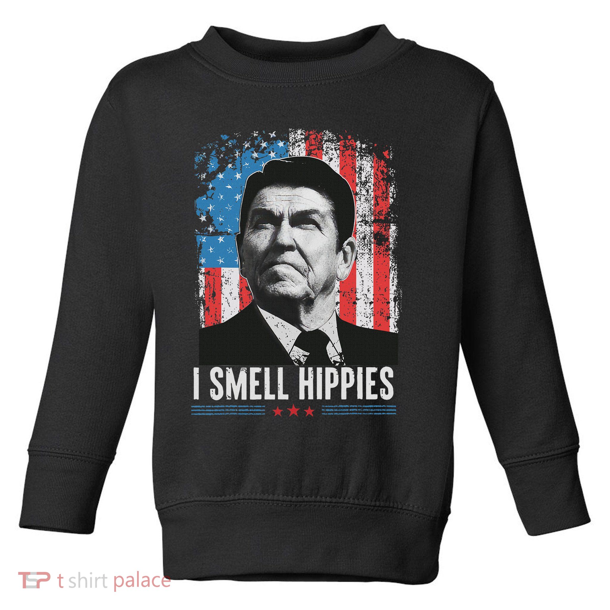 I Smell Hippies Retro American Flag Patriotic 4th Of July Toddler Sweatshirt