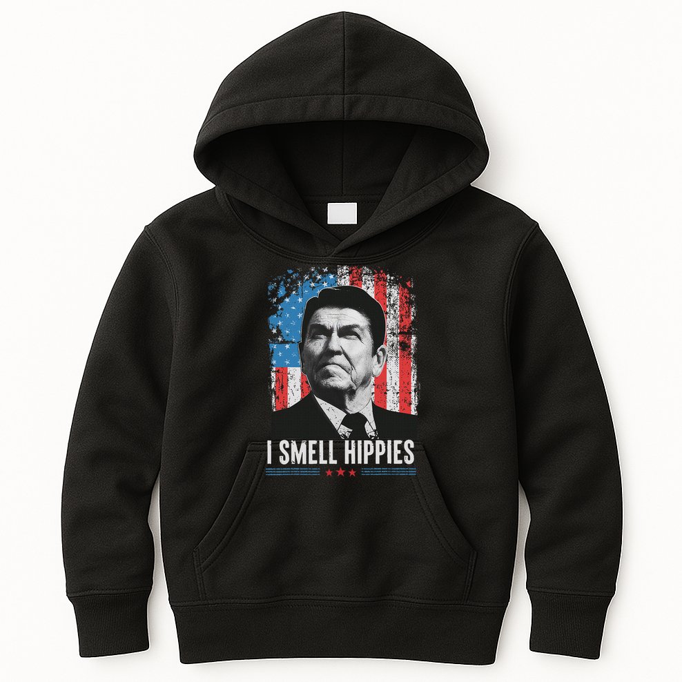 I Smell Hippies Retro American Flag Patriotic 4th Of July Kids Hoodie