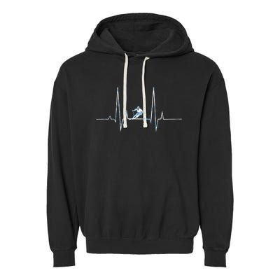 Ice Skiing Heartbeat Winter Skier Snow Shredding Slopes Great Gift Garment-Dyed Fleece Hoodie