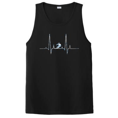 Ice Skiing Heartbeat Winter Skier Snow Shredding Slopes Great Gift PosiCharge Competitor Tank