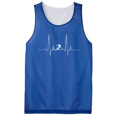 Ice Skiing Heartbeat Winter Skier Snow Shredding Slopes Great Gift Mesh Reversible Basketball Jersey Tank