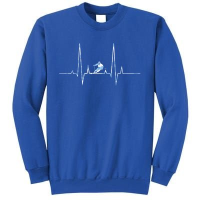 Ice Skiing Heartbeat Winter Skier Snow Shredding Slopes Great Gift Tall Sweatshirt