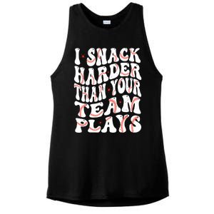 I Snack Harder Than Your Team Plays Softball Baseball Saying Ladies PosiCharge Tri-Blend Wicking Tank