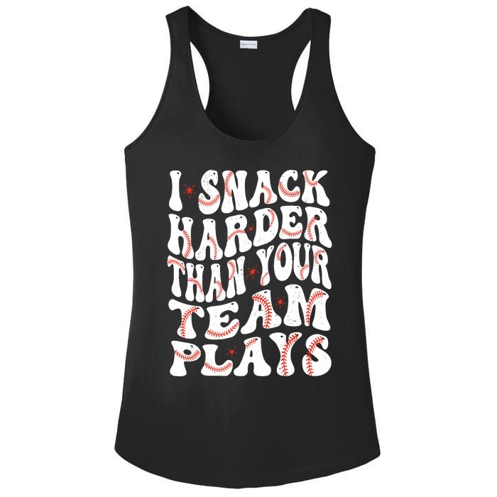 I Snack Harder Than Your Team Plays Softball Baseball Saying Ladies PosiCharge Competitor Racerback Tank