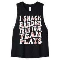 I Snack Harder Than Your Team Plays Softball Baseball Saying Women's Racerback Cropped Tank