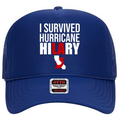 I Survived Hurricane Hilary California LA High Crown Mesh Back Trucker Hat