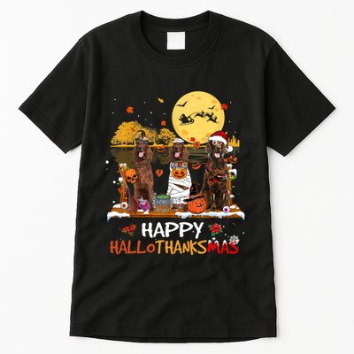 Irish Setter Happy Hallothanksmas Halloween Thanksgiving Tall T-Shirt