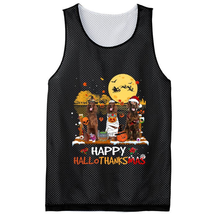 Irish Setter Happy Hallothanksmas Halloween Thanksgiving Mesh Reversible Basketball Jersey Tank