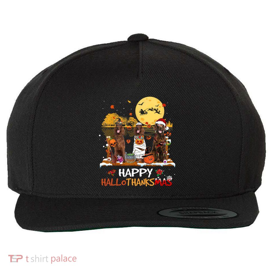 Irish Setter Happy Hallothanksmas Halloween Thanksgiving Wool Snapback Cap